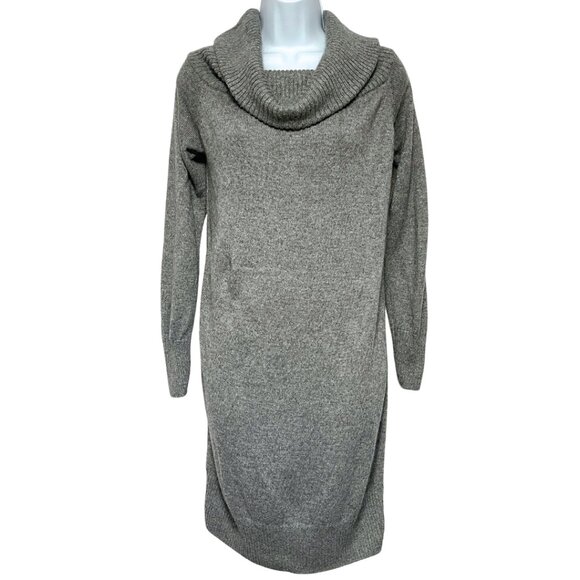 Banana Republic Alpaca Blend Sweater Dress Cowl Neck Off Shoulder Size M Gray - Picture 1 of 9